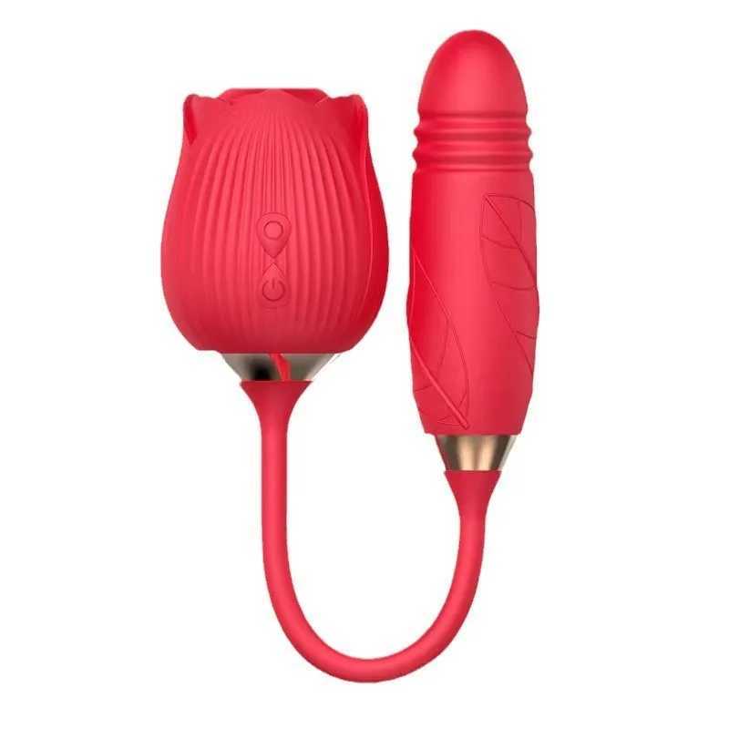 Rose Sucking Vibrator Clitoral Nipple Sucker Dual Head Elescopic Vibrator for Women Dildo Masturbators Female Sex Toys MachineXJ250311