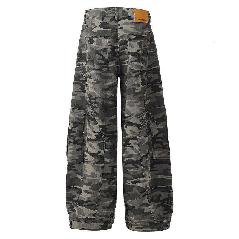 American Style Camouflage Workwear Wide Leg For Men Women, Autumn And Winter 2024 Loose Casual Curved Knife Denim Pants