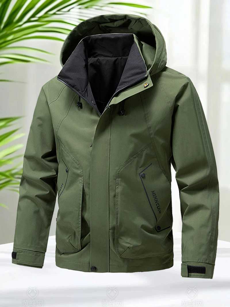 Hiking Jacket Men Waterproof Hooded Zip Up Jacket Lightweight Spring and Autumn Outerwear Coats Men Camping Trekking ClothesT250311