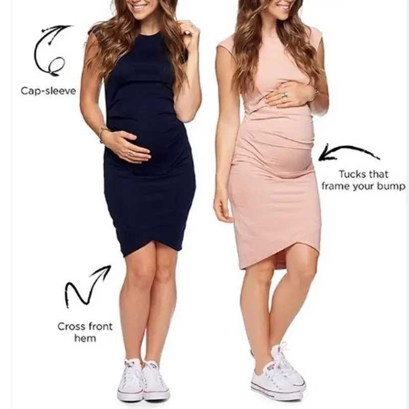 Pregnancy Autumn Dresses Pregnant Women Sleeveless Bodycon Casual Mother Home Maternity Mummy ClothesT250311