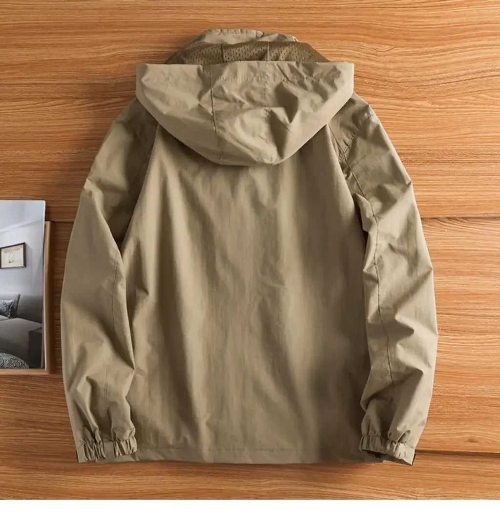 UETEEY Windbreaker Jackets For Men Motorcycle Military Clothing Waterproof Male Hooded Jacket Camping Outdoor Hiking Mens CoatT250311