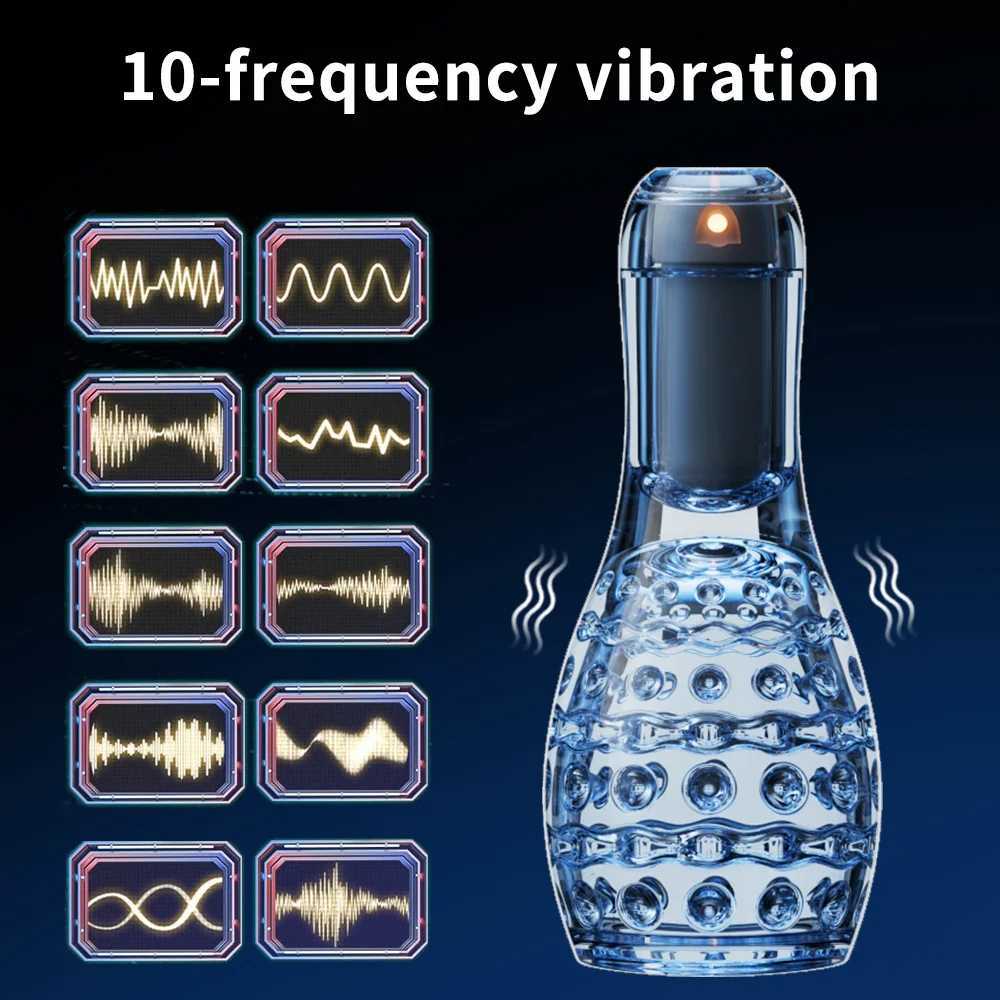 Automatic Male Masturbator 10 Speed Vibration Masturbation Cup Glance Coach Penis Massage Stimulating Adult Sex Toy W250311