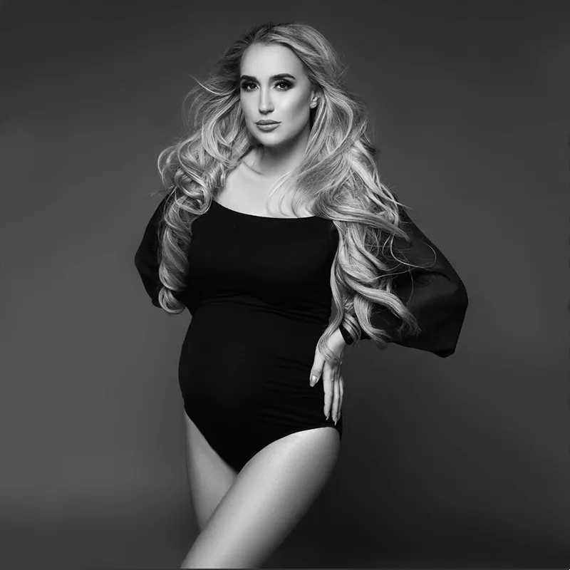 Sexy Black Maternity Bodysuit Stretchy Photography Short Pregnancy Women Dress Photo Shoot Jumpsuits X250224