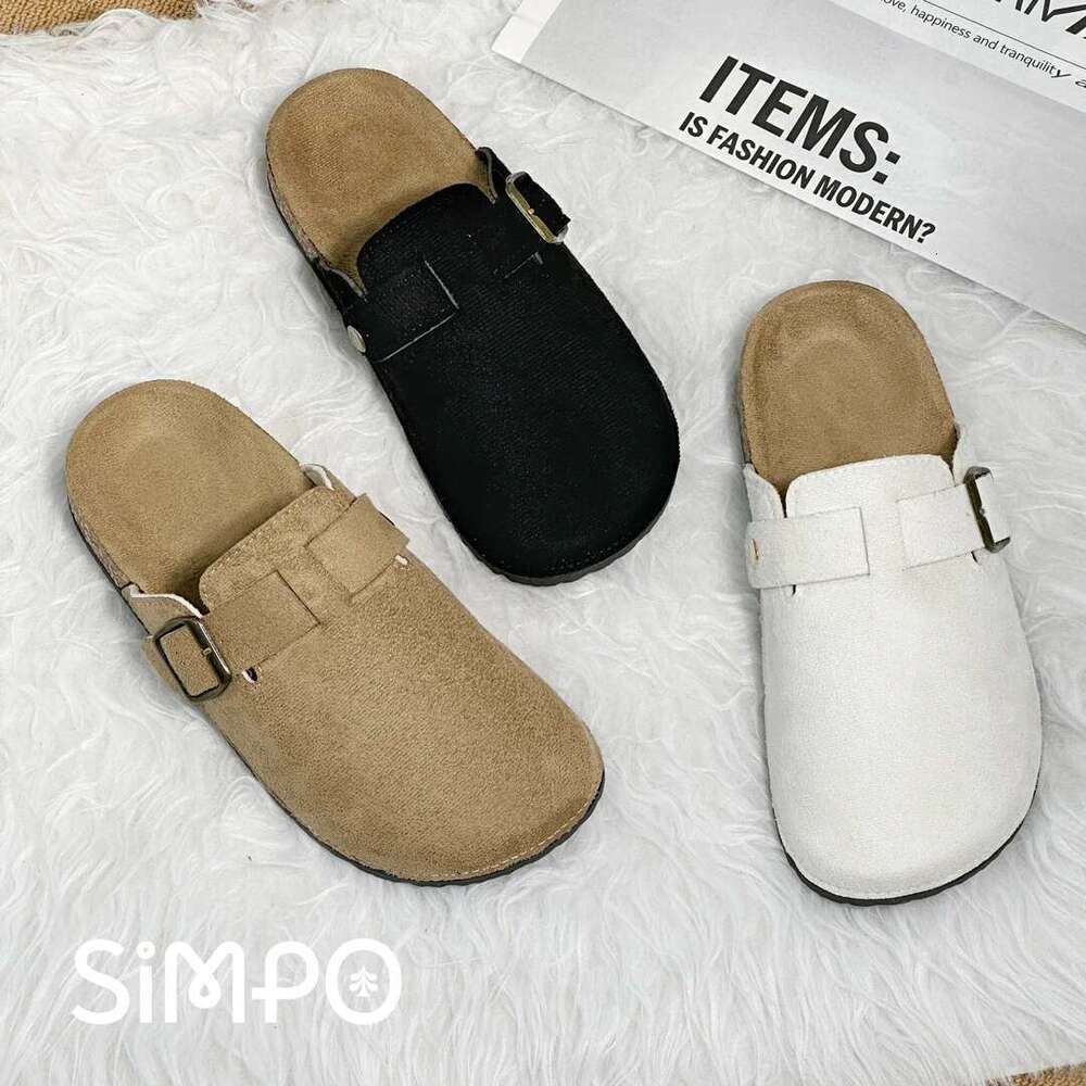 Men's Women And Outdoor Slides Casual Closed Toe Sandals For Adults Flannel Upper Fashion Slippers Non-slip Slip-on All Season