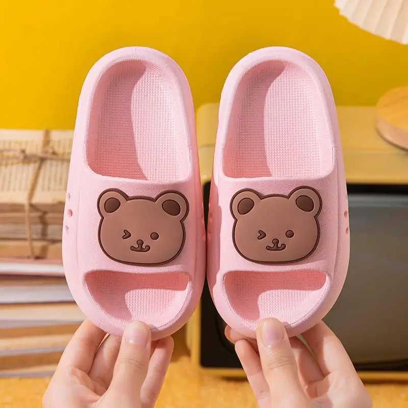 Bear Print Slippers Soft Beach Cloud Platform Indoor Bathroom Slides Summer Mules Outside PVC ShoesT250311