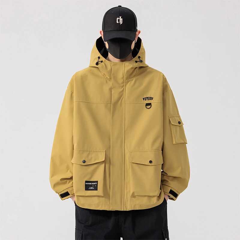 Spring Mens Jacket Hooded Korean Multi-Pockets Windbreaker Windproof Fashion Coat Outdoors Casual Jackets for Men Plus Size 8xlT250311
