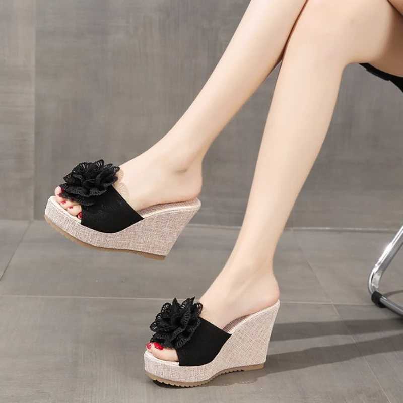 Summer Beach Platform Women Wedge Slippers Appliques Butterfly-knot Female Sandals Shoes Slides WomenXJ250311