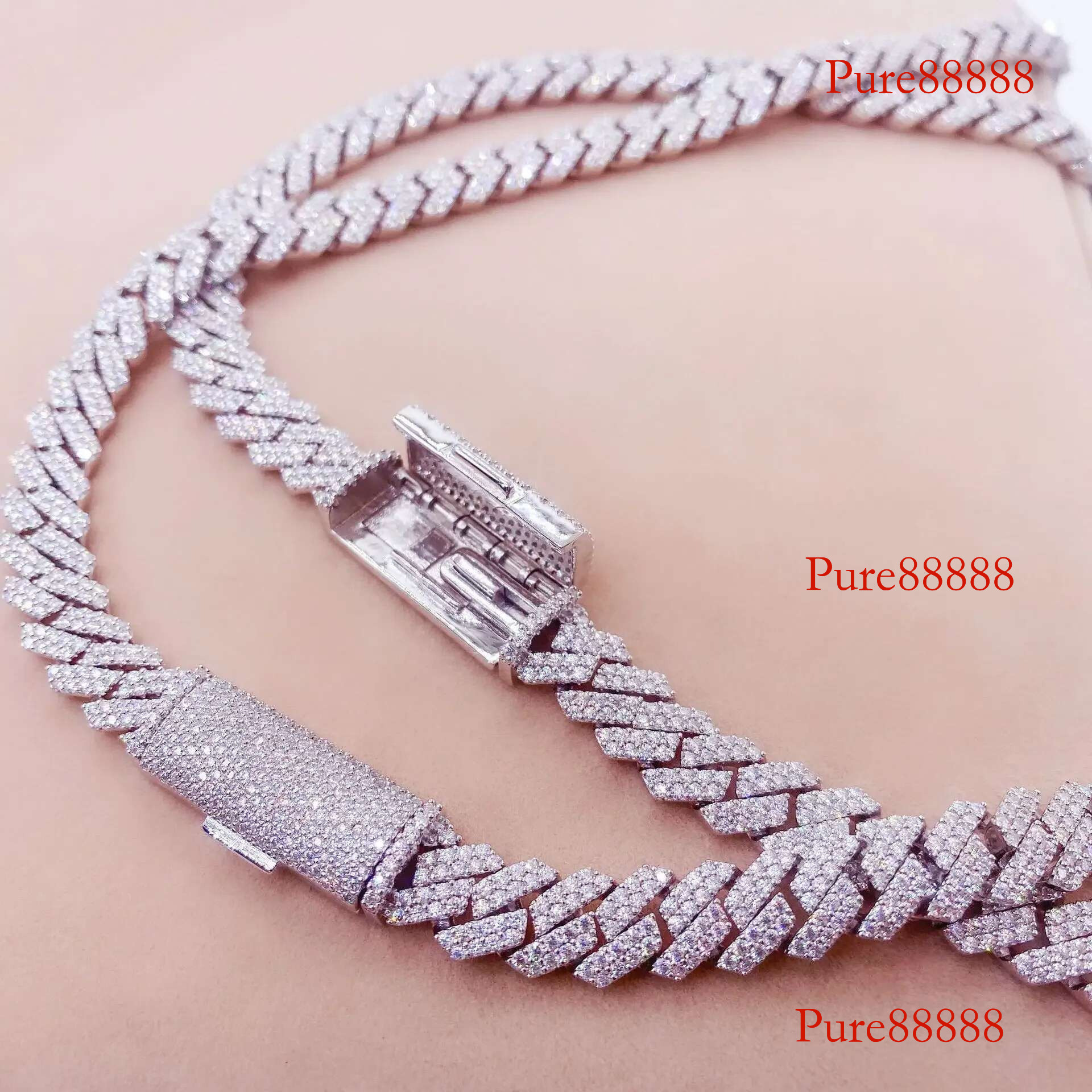 10mm Moissanite Necklace For Women Original S Sterg Sier Men Dia Cuban Chain Pendant Fashion 2023