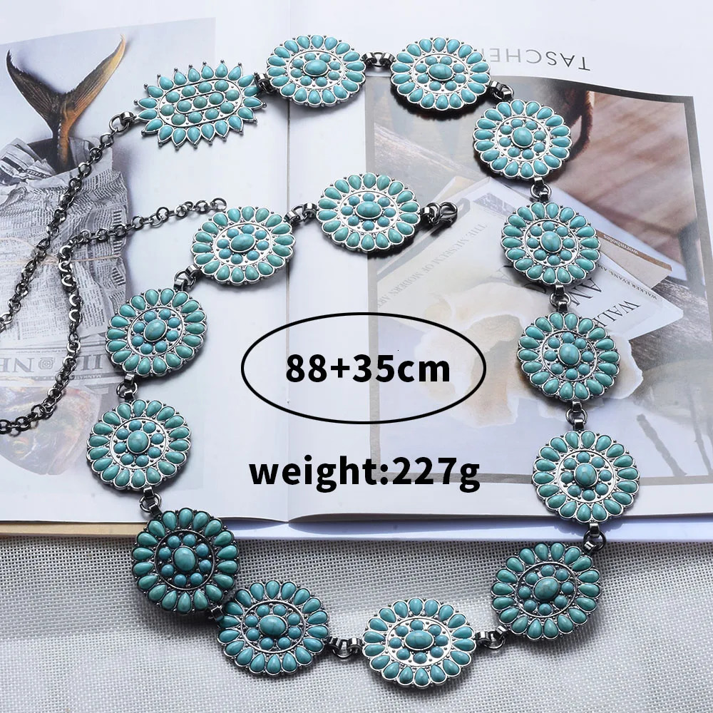 Boho Ethnic Statement Belly Chains Women Body Jewelry Fashion Indian Maxi Vintage Long Resin Stone Waist Chains Necklace 250311