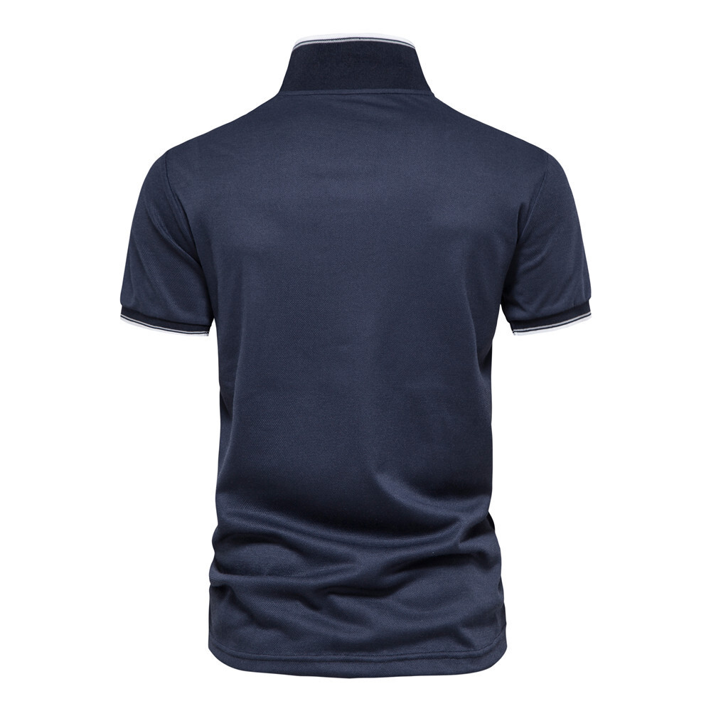 European Size Men's T-Shirt Spring/Summer fashion New Item Solid Color V-Neck Polo Shirt Short Sleeved Top For Men