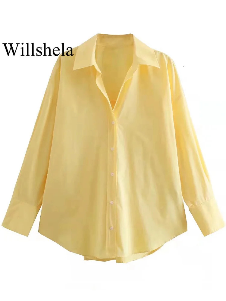 Willshela Womens Fashion Single Chest Shirt Retro Collar Long Sleeve 250311