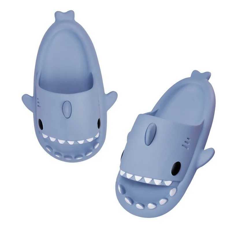Pallene 2024 New Kids Shark Slippers Fashion Children Cartoon Slippers Girls Boys Home Non-slip Soft Sandal Outdoor Beach SlidesT250311
