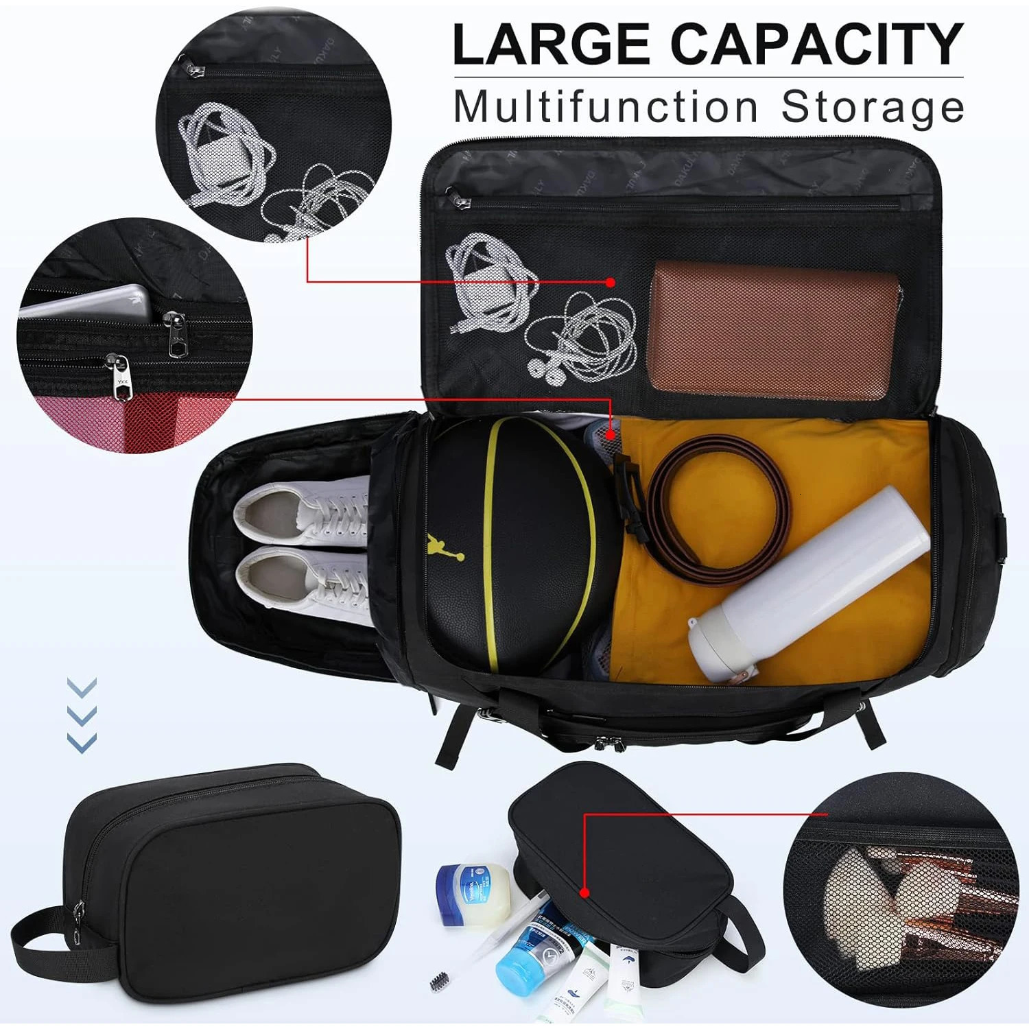 2Pcs gym luggage bag 55L waterproof sports travel with shoes company large capacity womens restroom 250311