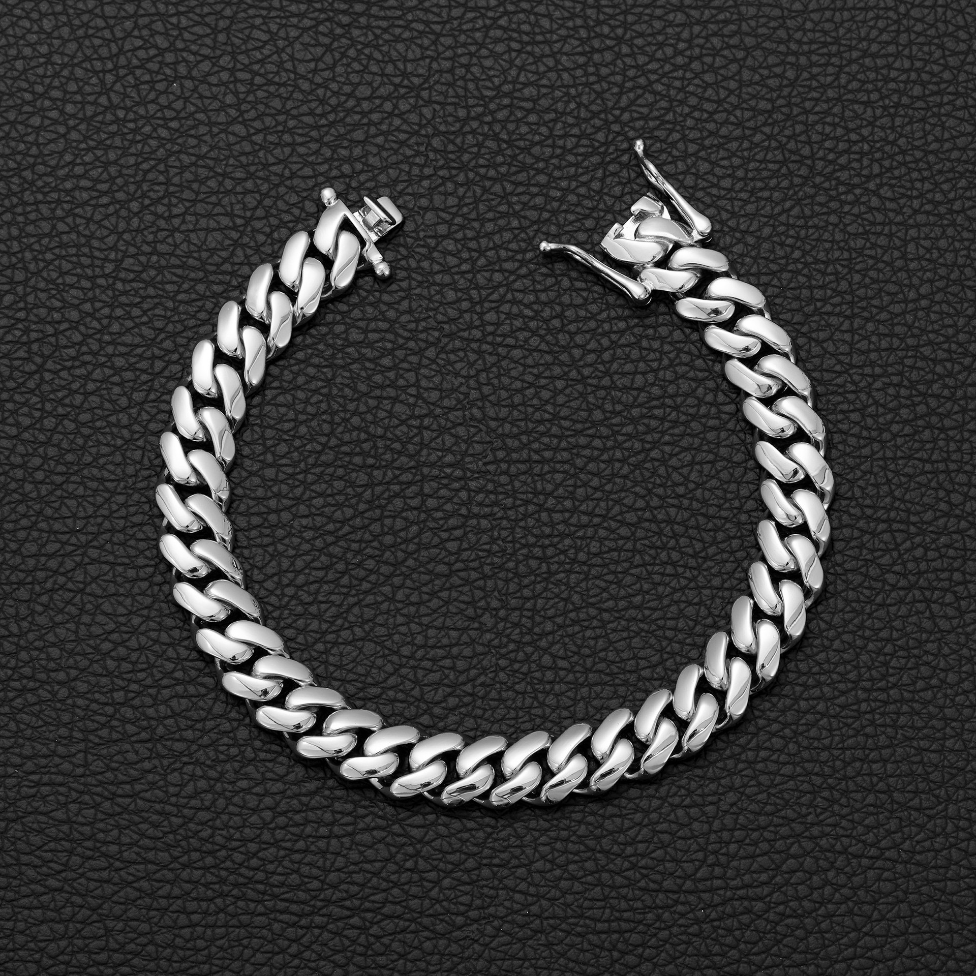 8-22mm Shiny Miami Cuban Link Chain Bracelet Stainless Steel Gold Plated Jewelry