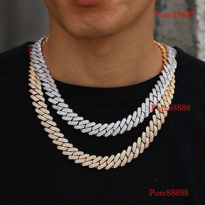 S Sterg Sier Moissanite Claw 14mm Rhombus Cuban k Chain Necklace for Men Hip Hop Bg Ice Out Rapper Jewelry