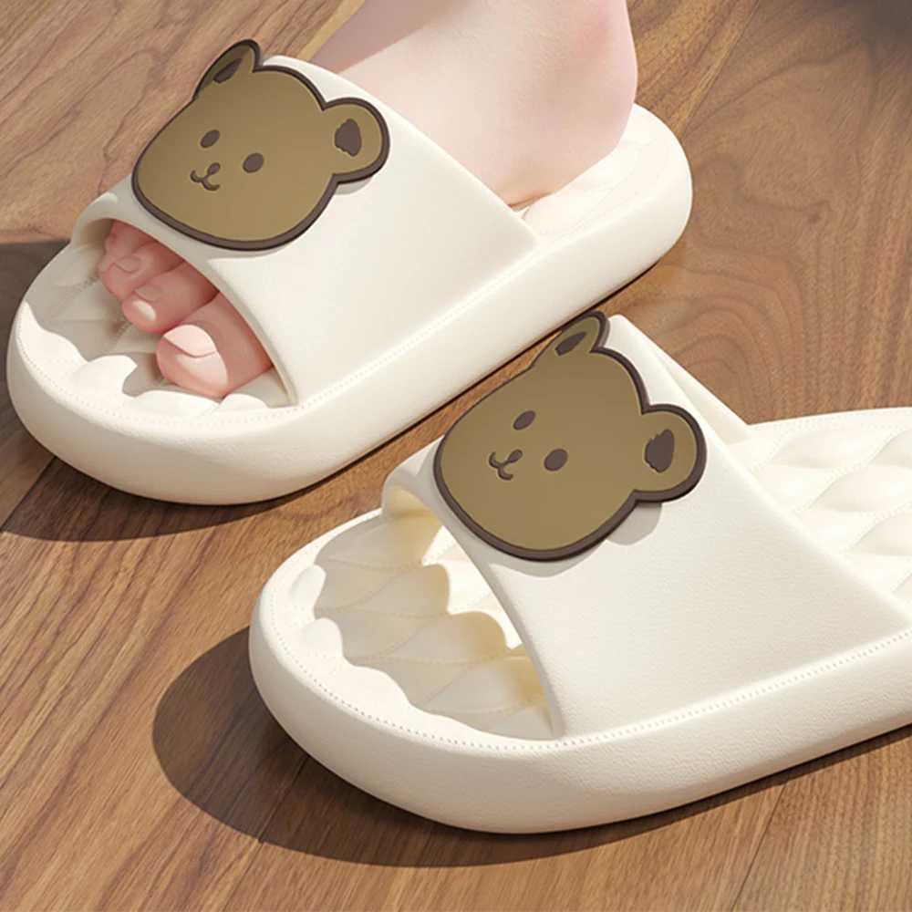 ZHIDA Childrens Shoe Summer Slippers Cotton Bear Home Slippers Anti Slip Bathroom Slippers Casual Fashion Soft Sole SlipperT250311