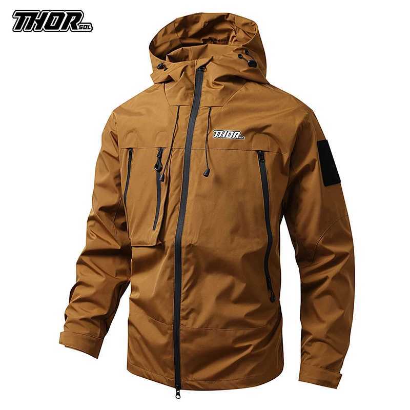 THORSOL Mountain Bike Outdoor Hooded Coat Cycling Jackets Male Motorcycle Windbreaker MTB Bicycle Outerwear Ggiacca Mtb EnduroT250311