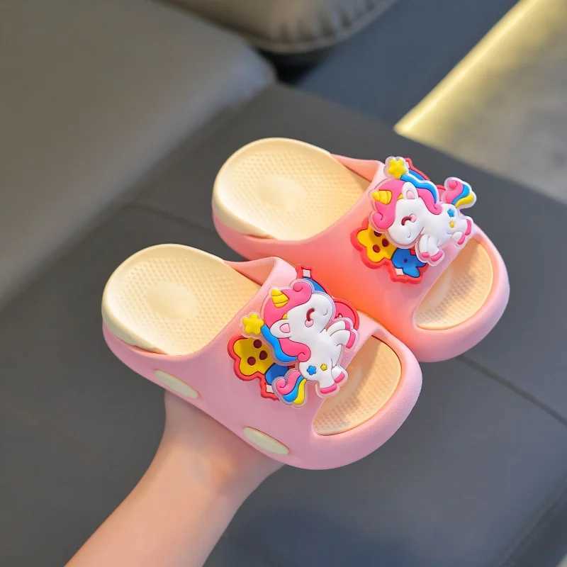 Rainbow Horse Childrens Slippers New Summer Sandals Indoor Home Bath Non-Slip Girls Children Baby Sandals SlippersT250311