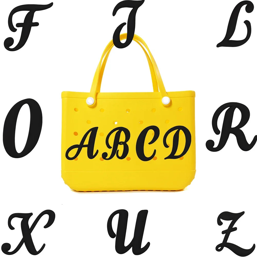 1PCS Black Alphabet Womens Bag Charms 26 Letters AZ Accessories Fashion Travel Beach Handbag Pendant Tote Decoration 250311