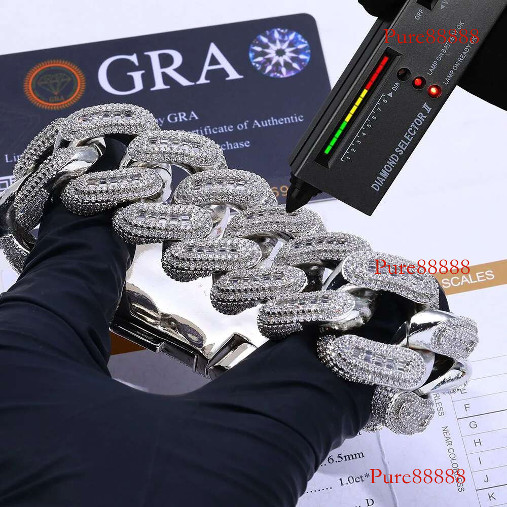 Custom 29mm Big Moissanite Dia k Iced Out Hip Hop Cuban Chain For Men Sier VVS Jewelry Charm Necklace