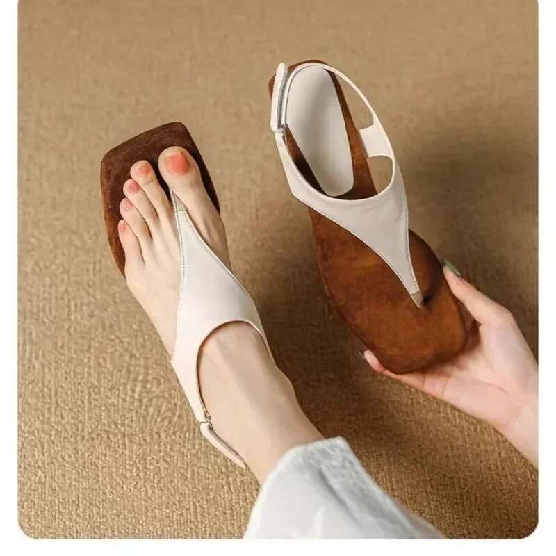 Summer New Women's High Heels Square Head Clip Toe Abnormal-shaped Casual Fashion Comfortable Sandals