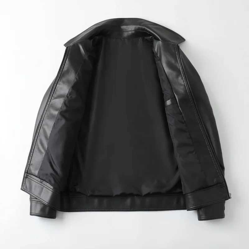 New Fashion Slim Fit Mens Leather Jacket Casual Style Spring Autumn Korean Version Youth Lapel Faux Leather Trendy Motorcycle JT250311