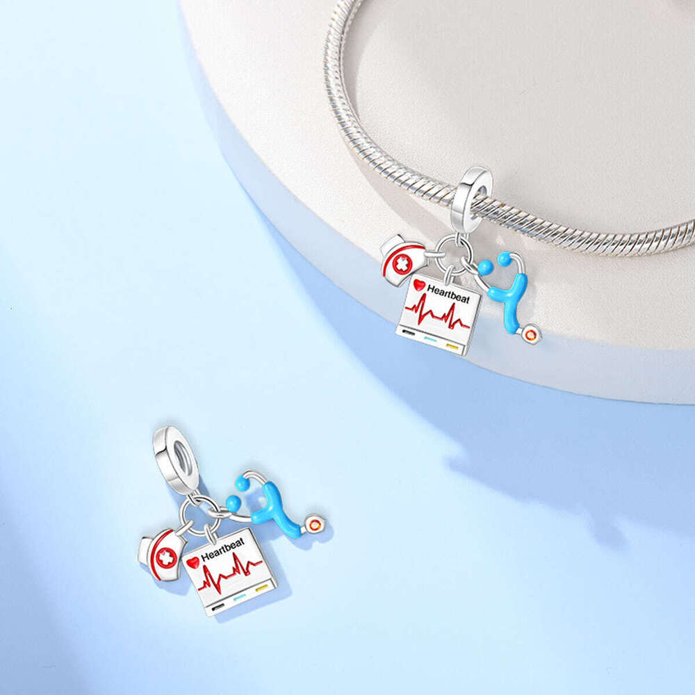 DIY Jewelry Accessories Bracelet 925 Sterling Silver Charms Medical Auscultation Pendant Bead Children's New Style Gift Fashion jewelry