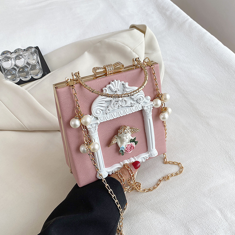 Free Shipping New Designer Bag Women's Handbag Baroque Relief Angel Flower Handbag Chain Bag Shoulder Crossbody Bag