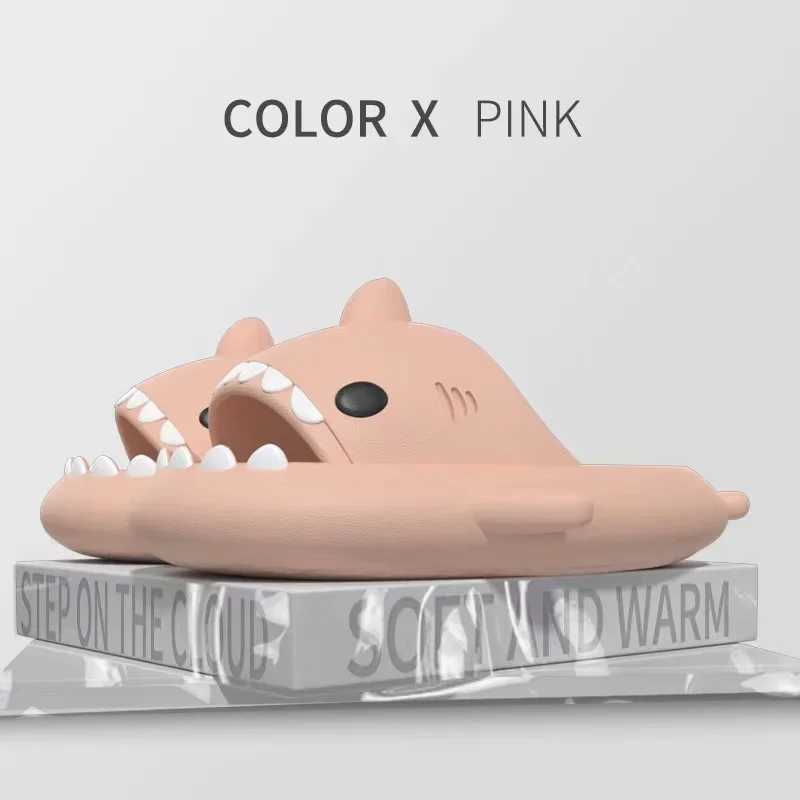 2024 New Summer Shark Slippers Women Slides Men Bathroom Flip Flops Home Anti-Skid Flat Shoes Outdoor Childrens Funny SandalsT250311