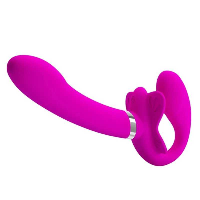 Penis lesbian dual head vibrating sex strapless vibrator adult sex toyXJ250311
