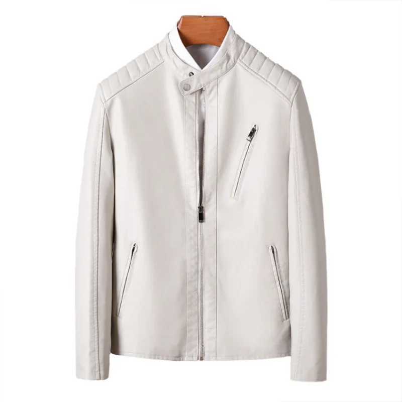 New Mens Autumn and Winter Collar Fashionable Workwear Motorcycle Leather Jacket Casual Trend PU Leather JacketT250311