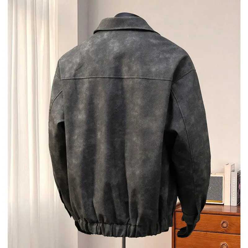 Pink Leather Jackets for Men Solid Hip Hop Punk High Street Faux Leather Coat Male Clothing FashionT250311