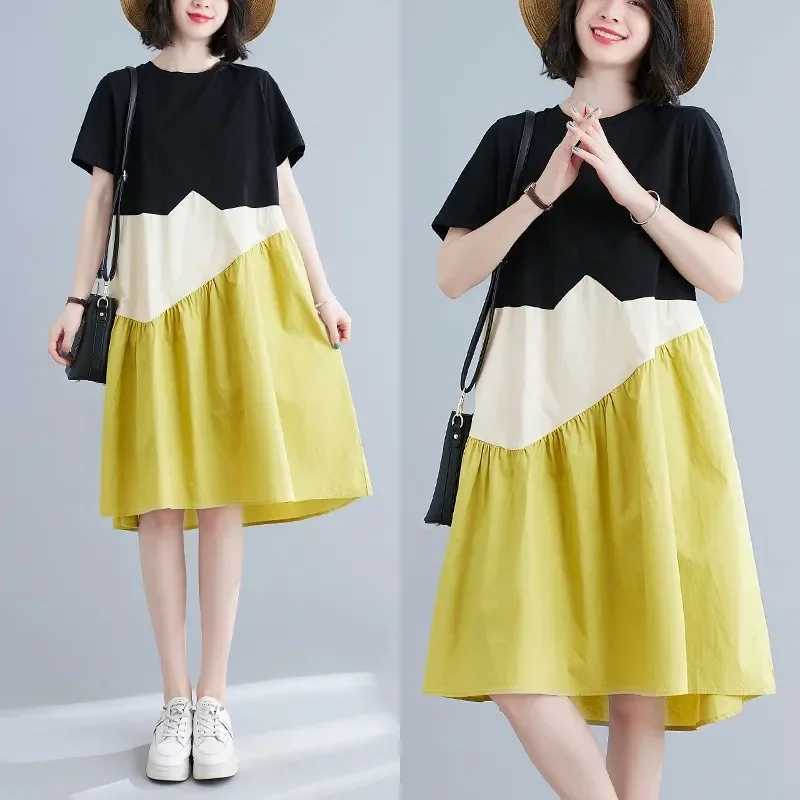 Maternity Dresses Women Cotton Short Sleeve Patchwork Summer Dress Elegant Pregnant Mother Clothing Fashion Designer CostumesT250311