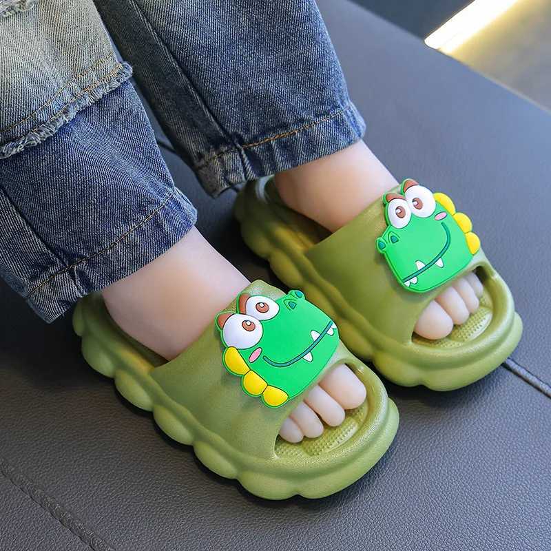Summer Children Slippers Cartoon Anti-Slip Soft-Soled Dinosaur Sandal Boys Girls Baby Home Bathroom Casual ShoesT250311