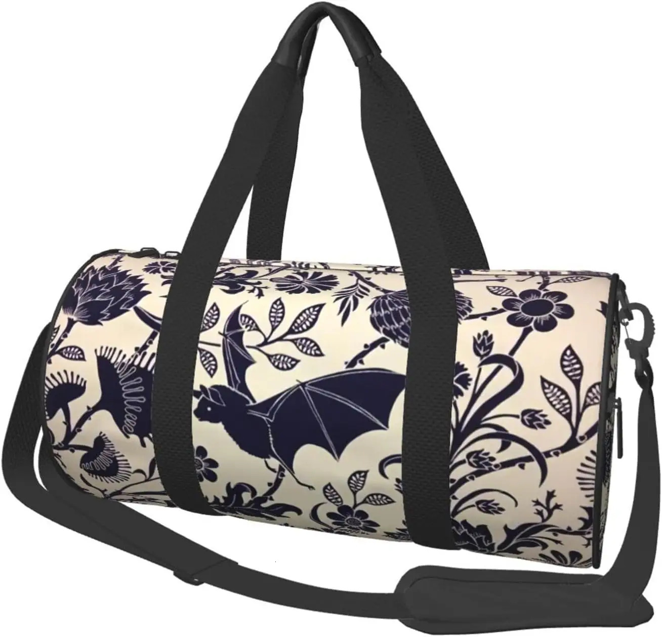 Halloween Bat Flower Sports Gym Duffel Bag for Men Women Weekender Travel Workout Training Handbag Water Resistant 250311