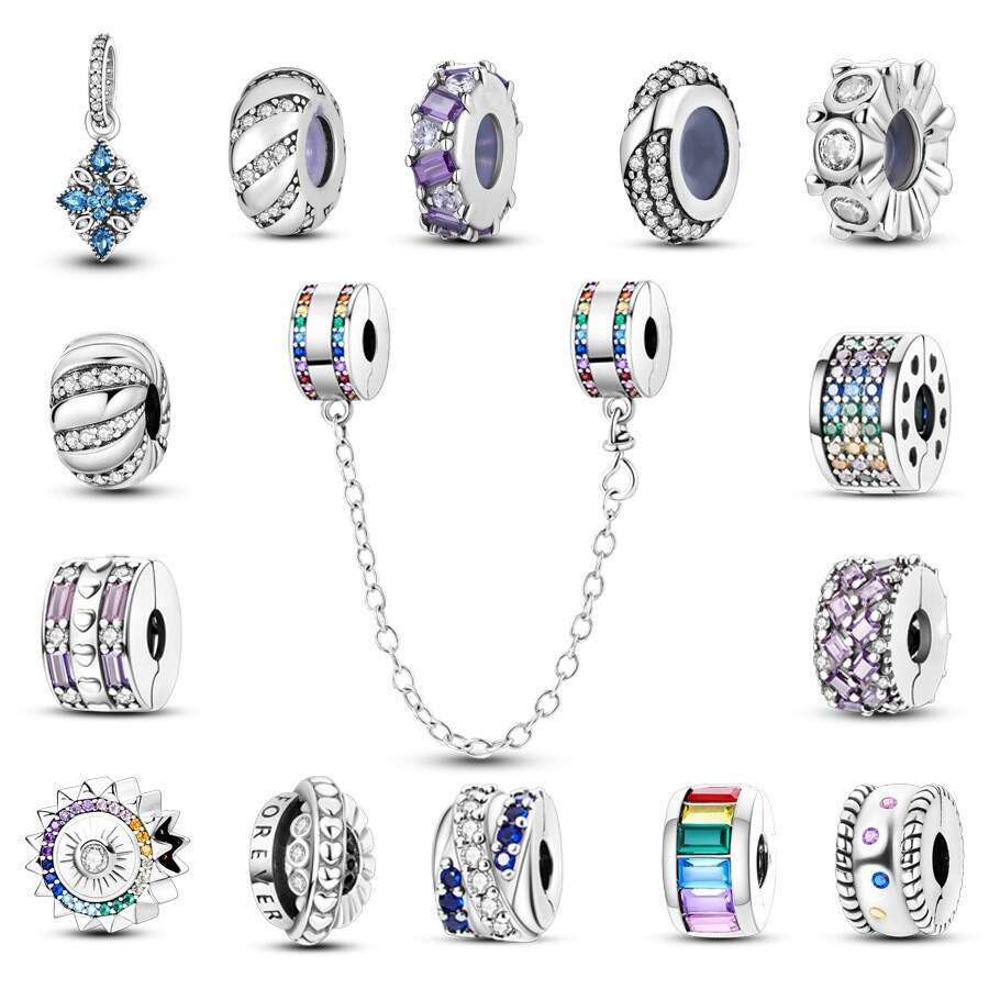 925 Sterling Silver pendant emerald shaped isolation charms beads fif bracelet DIY bead bracelet necklace for women gift fashion jewelry