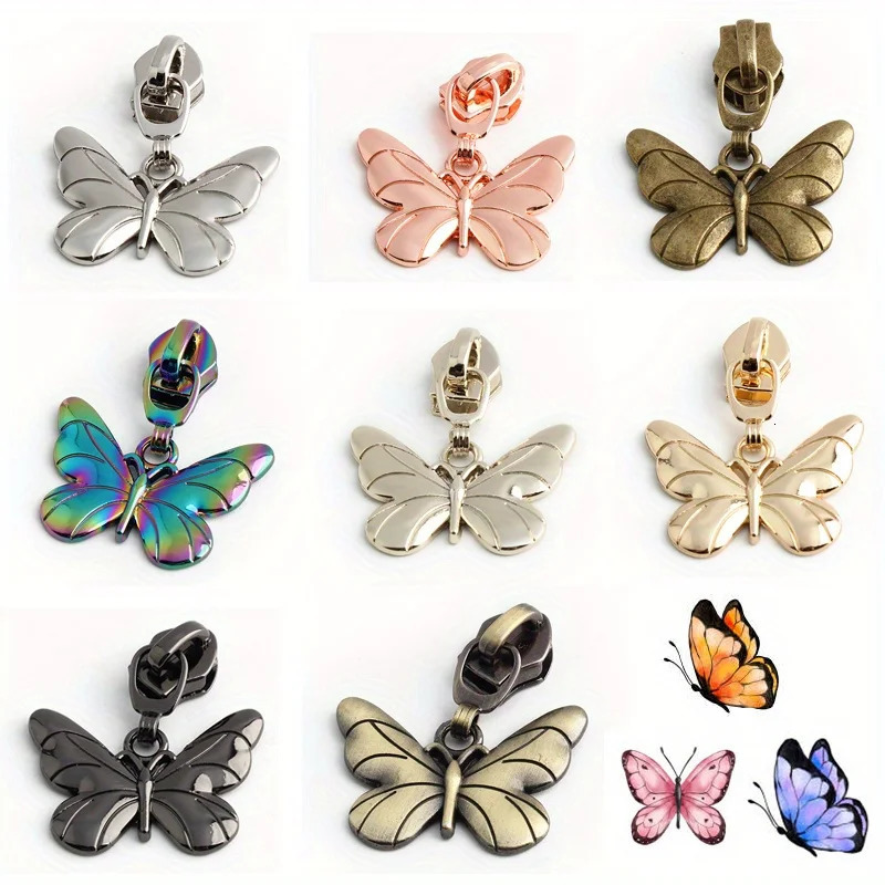 5PCS 40mm 5# nylon butterfly zipper puller handbag jacket bag wallet clothing metal detachable sewing slider 250311