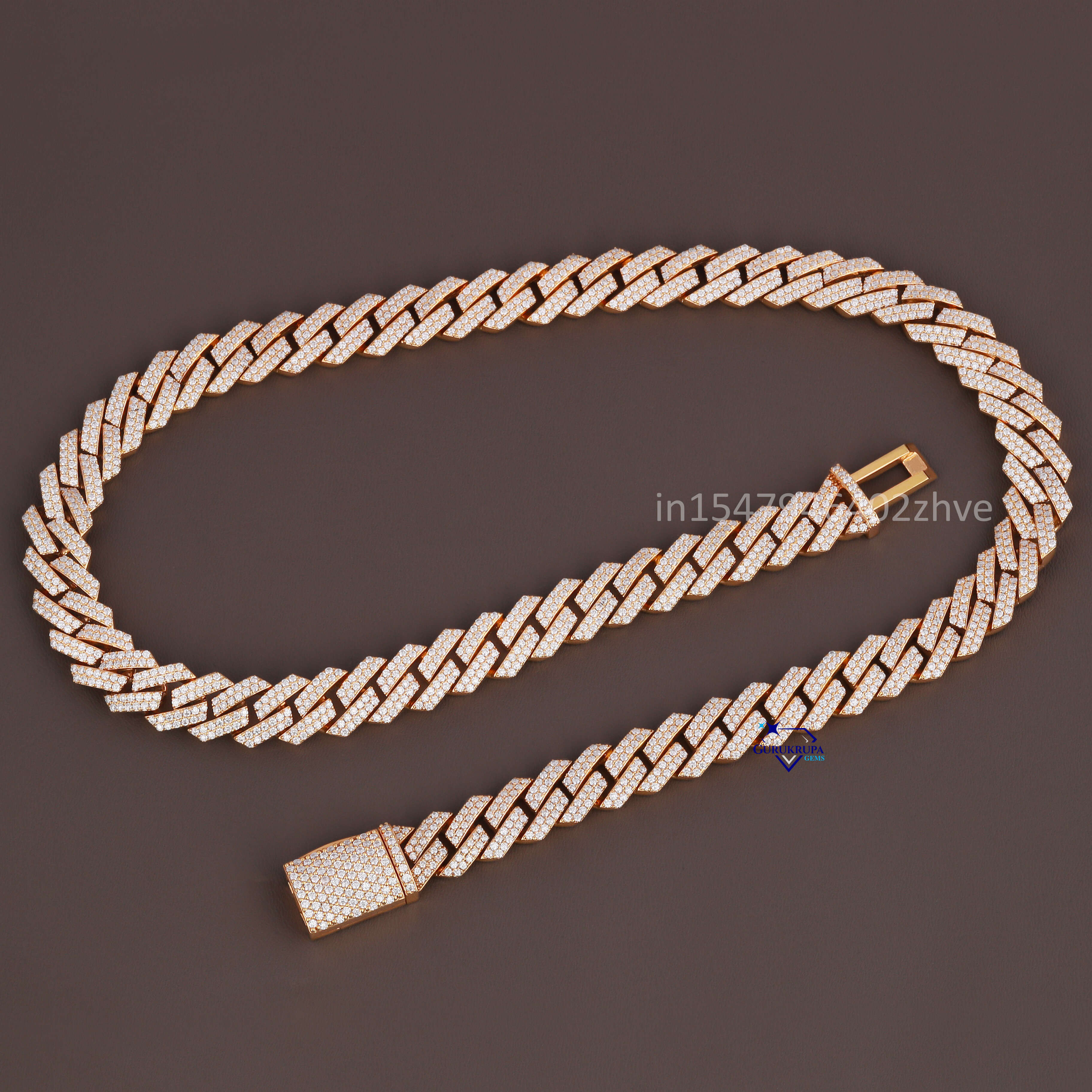 Sophisticated Bold Cuban Chain in 14 KT Yellow Gold Moissanite Round Cut Pass Dia Tester Necklace for Women