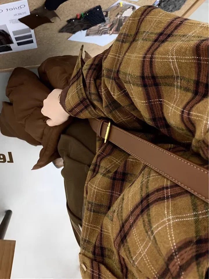 Autumn Women Shirts Retro Plaid Long Sleeve Blouse Loose Casual Ladies Clothes Elegant Woman Wear Top Female Clothing 250310