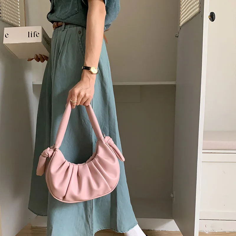 Fashionable Handbag Multifunctional Casual Shoulder Bag Pleated High-quality Womens Lovely Soft Leather Simple Cloud Bag 250310