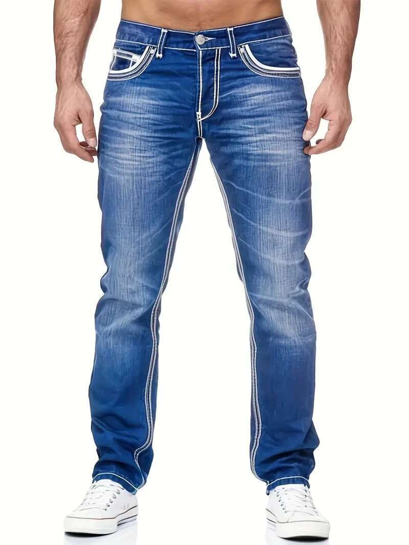 High Quality Slim Fit Jeans Fashionable Designer Casual Street Style Solid Color Elastic Jeans For All Seasons Simple And Comfortable Men s Pants Casu