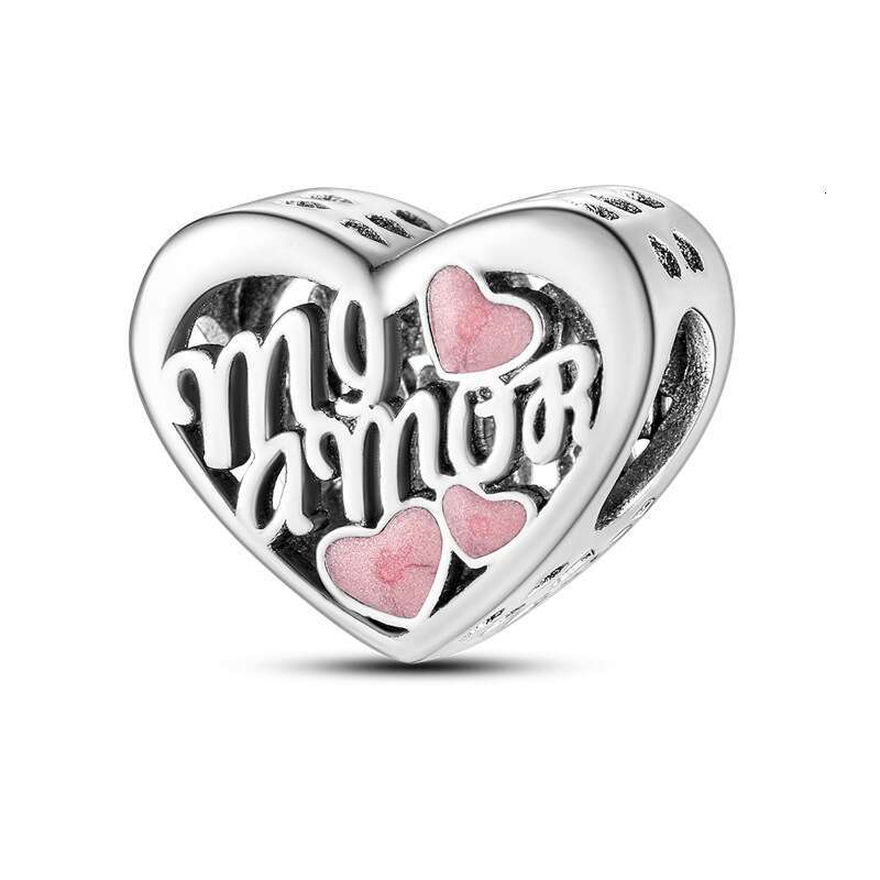 Personalized 925 Sterling Silver Charms beads DIY accessories, colorful zirconium heart-shaped bead pendant bracelet necklace For women Gift