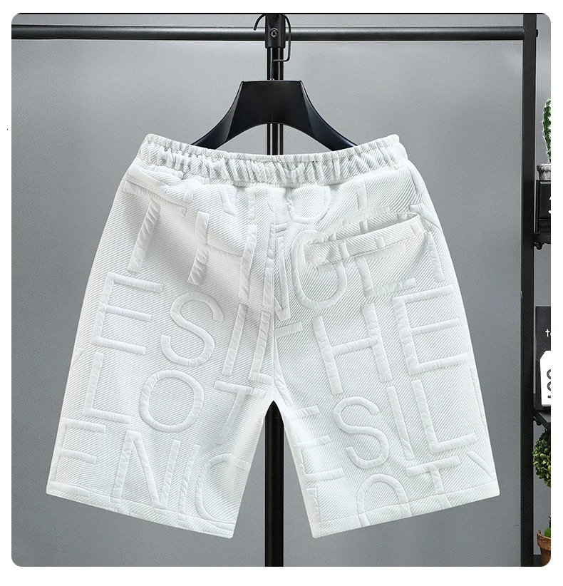 Letters Size 5XL 6XL 7XL Fashion Knitted Shorts Men Comfortable Elastic Waist Clothing Male Breathable Short Trousers 250310