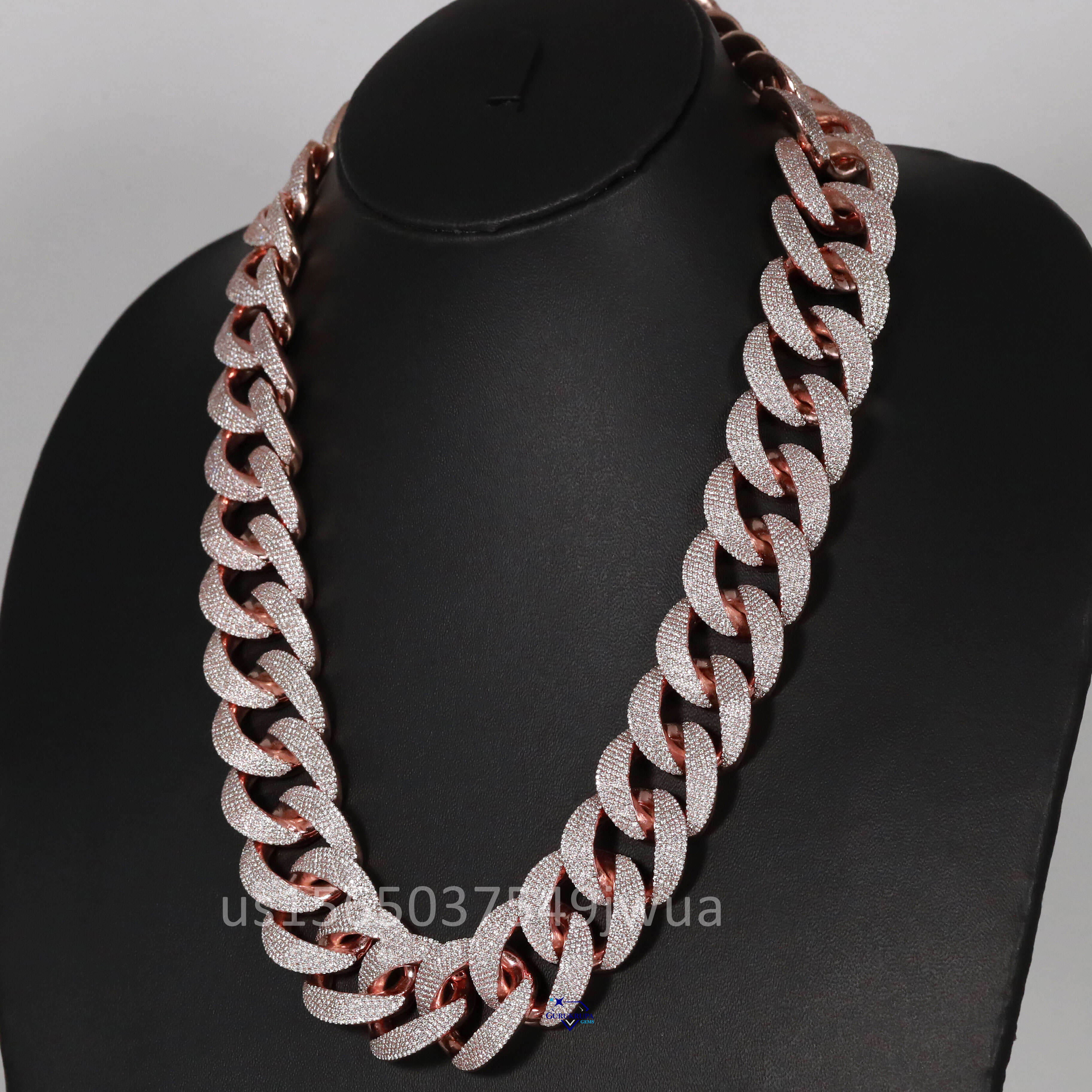 Hip Hop Cuban Chain Made in 14kt Rose Gold Featuring Moissanite Round Brilliant Cut Dias with GRA Certified and VVS Clarity