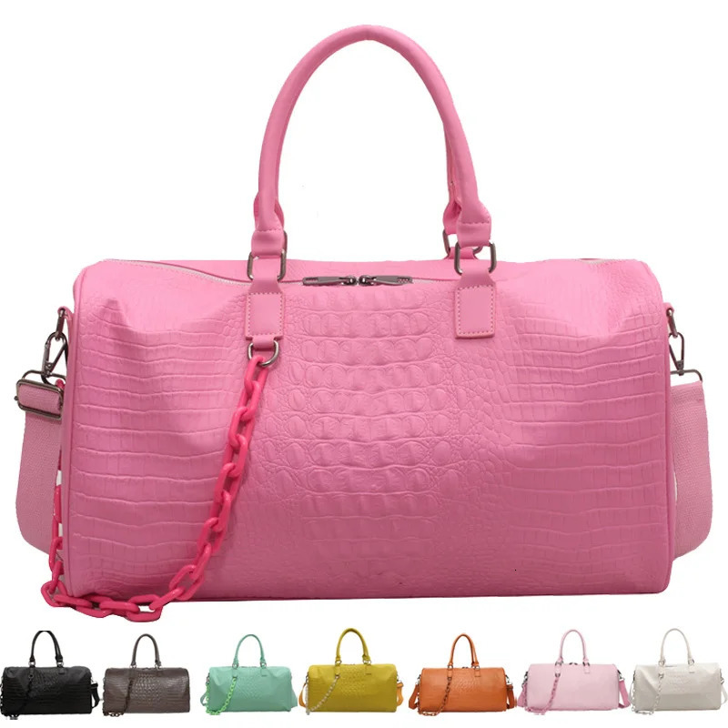 Women Travel Duffel Handbag Large Capacity Business Candy Color Shoulder Bag Waterproof PU Trip Commuting Gym Crossbody Pack 250311