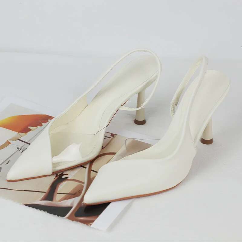 Stiletto Classic Pointed Mules Shoes for White Trendy Transparent PVC Designer Summer High Heels Office Lady Sandals