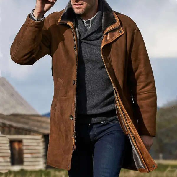 2023 Autumn And Winter Men's Mid Length Integrated Deer Fur Coat Jacket