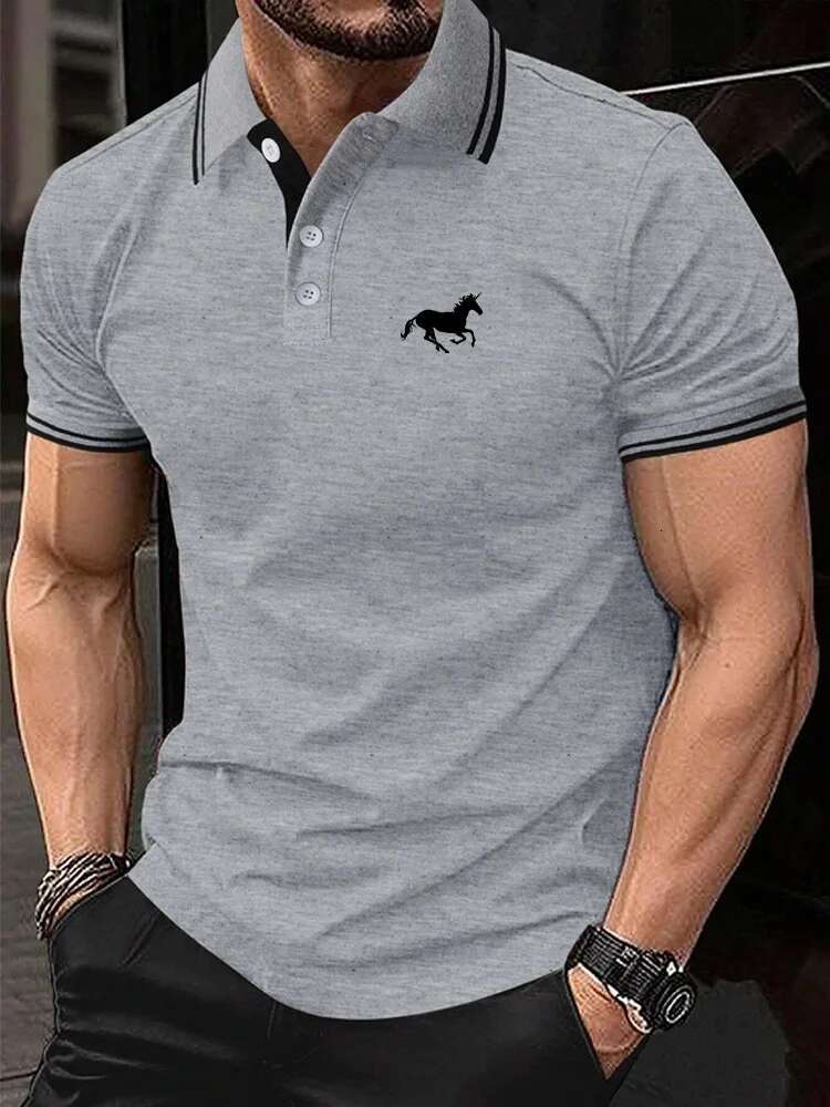 Summer Polyester Polo Shirt High-End T-Shirt New Short Sleeve Non-Marking Casual Lapels Business Thin Menswear