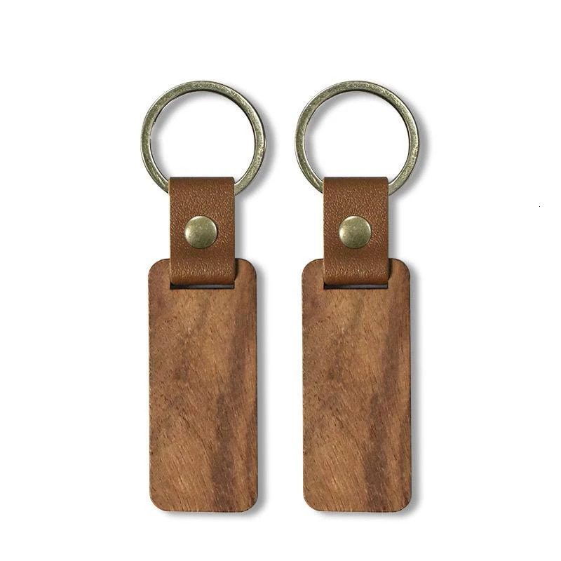 10-100Pcs DIY Souvenir Keyring Leather Sublimation Blank Wooden Key Chains Keychain 250305