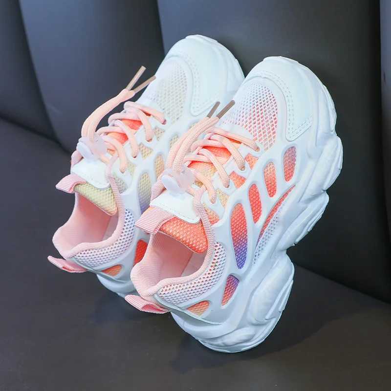 Childrens casual shoes for boys and girls unisex childrens sports running shoes air mesh breathable lace up fashionable spring and summer softXJ250311